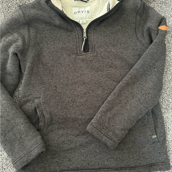 #209 Orvis Sherpa Lined Fleece Sweater Mens small Pullover 1/4 Zip Classic. - Picture 7 of 11